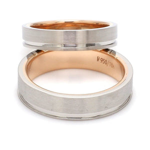 Jewelove™ Rings Platinum Love Bands with a Single Groove & Rose Gold Base JL PT 643