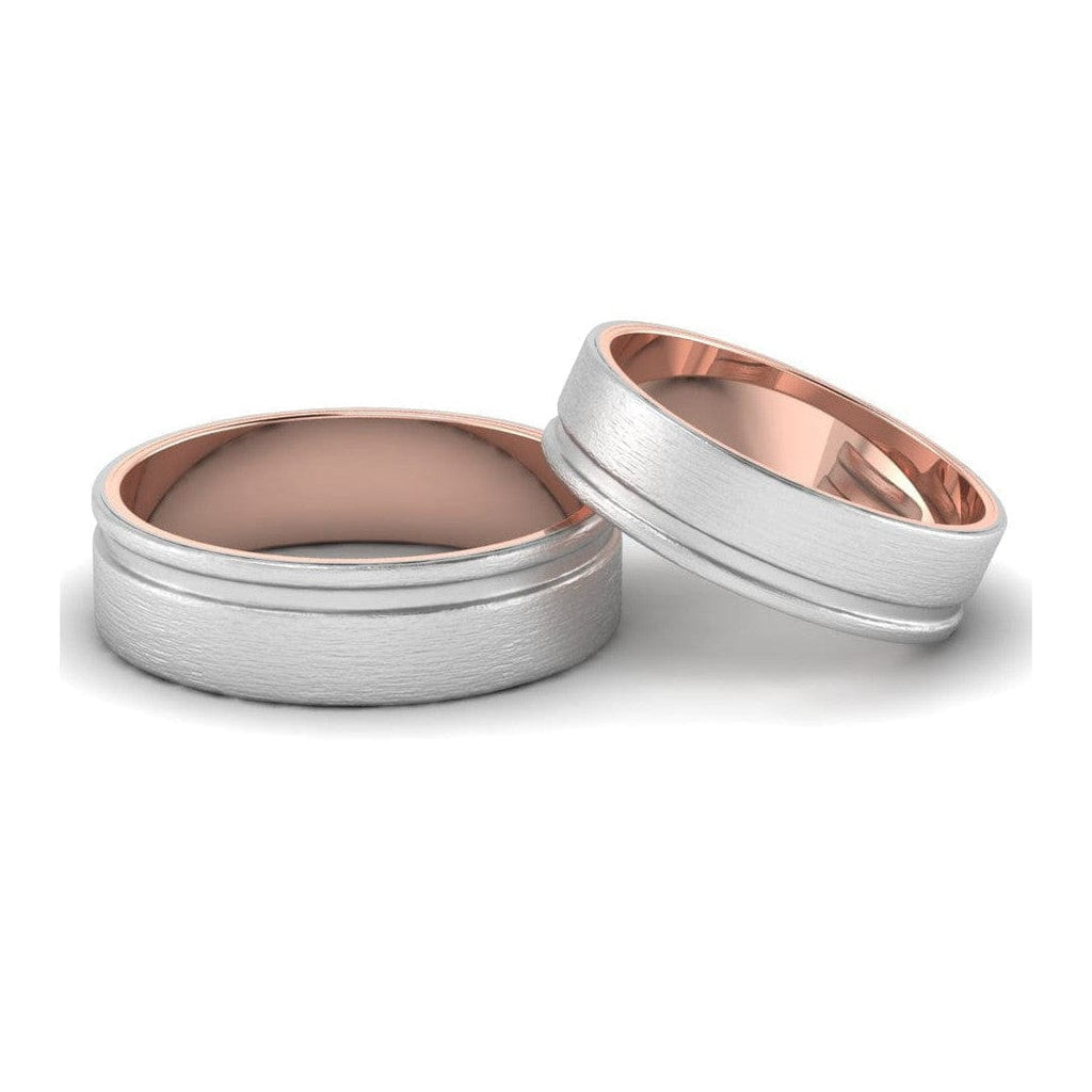 Jewelove™ Rings Platinum Love Bands with a Single Groove & Rose Gold Base JL PT 643