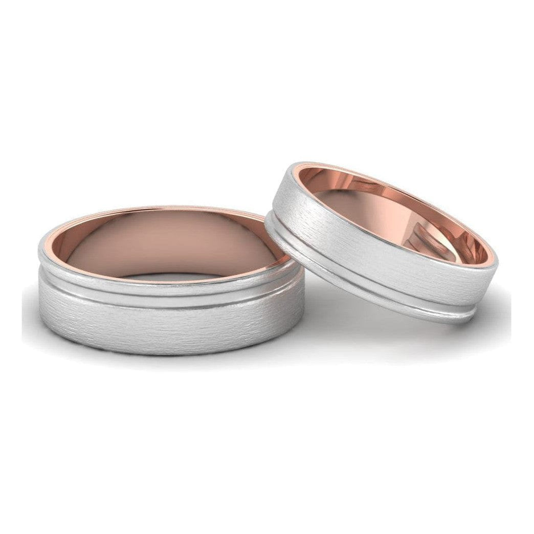 Jewelove™ Rings Platinum Love Bands with a Single Groove & Rose Gold Base JL PT 643