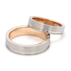 Jewelove™ Rings Platinum Love Bands with a Single Groove & Rose Gold Base JL PT 643