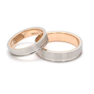 Jewelove™ Rings Platinum Love Bands with a Single Groove & Rose Gold Base JL PT 643