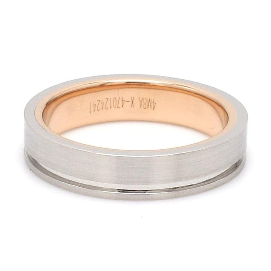 Jewelove™ Rings Platinum Love Bands with a Single Groove & Rose Gold Base JL PT 643