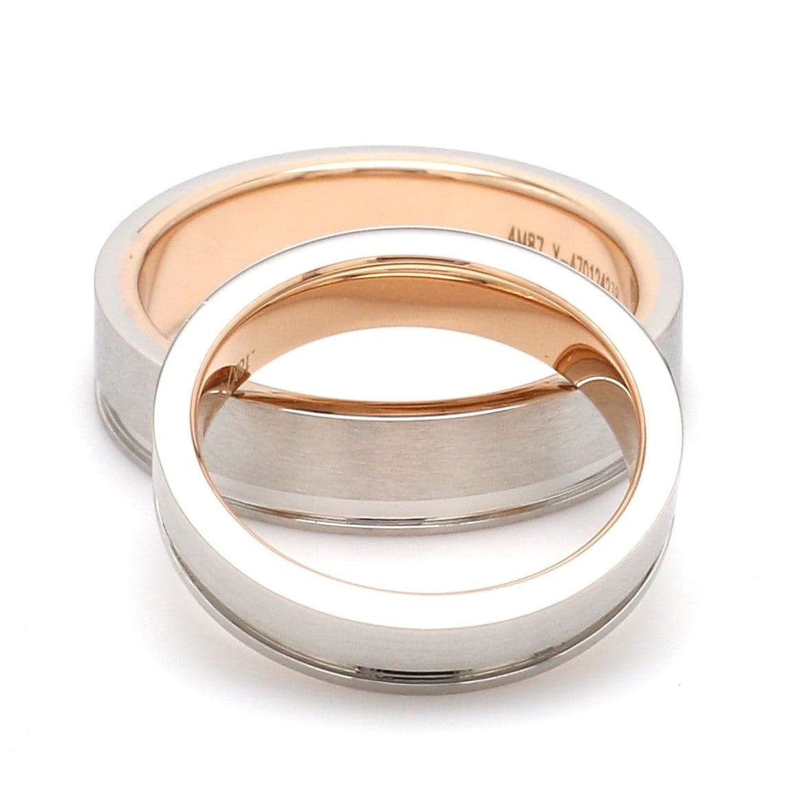 Jewelove™ Rings Platinum Love Bands with a Single Groove & Rose Gold Base JL PT 643