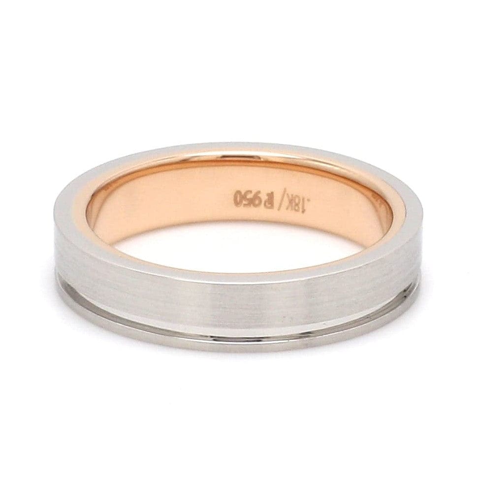 Jewelove™ Rings Platinum Love Bands with a Single Groove & Rose Gold Base JL PT 643