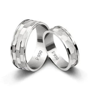 Jewelove™ Rings Both Platinum Love Bands with Hammer Finish SJ PTO 210