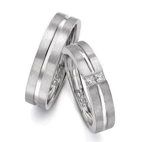 Jewelove™ Rings Platinum Love Bands with Princess cut Diamonds SJ PTO 241