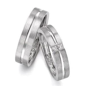 Jewelove™ Rings Platinum Love Bands with Princess cut Diamonds SJ PTO 241