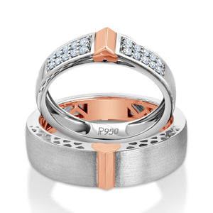 Jewelove™ Rings SI IJ / Both Platinum Love Bands with Rose Gold & Diamonds JL PT 1074