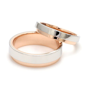 Jewelove™ Rings Platinum Love Bands with Rose Gold Step JL PT 925-A