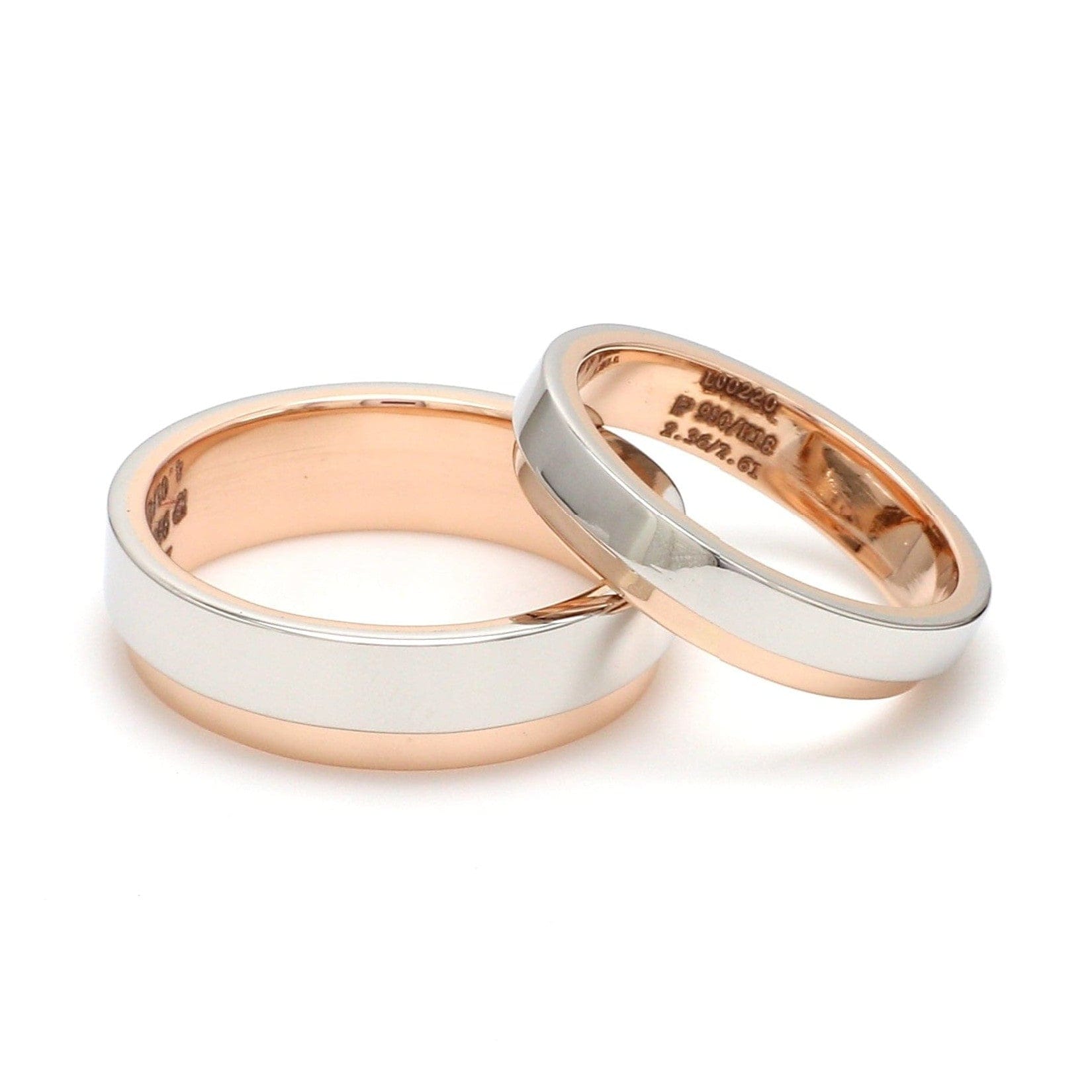 Jewelove™ Rings Platinum Love Bands with Rose Gold Step JL PT 925-A