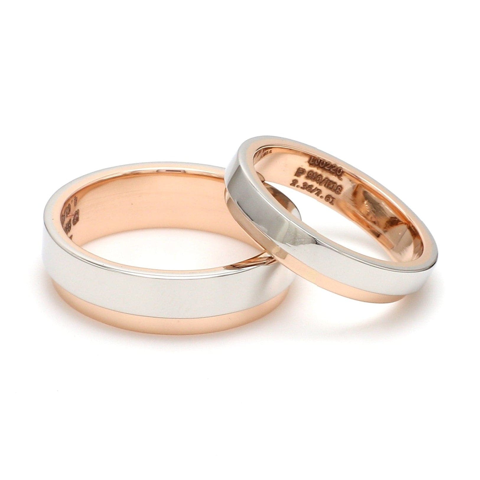 Jewelove™ Rings Both Platinum Love Bands with Rose Gold Step JL PT 925-A