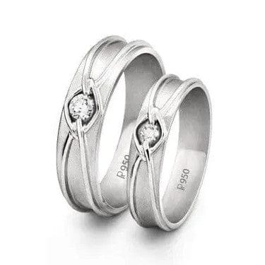 Jewelove™ Rings Platinum Love Bands with Single Diamonds in a Knot SJ PTO 208