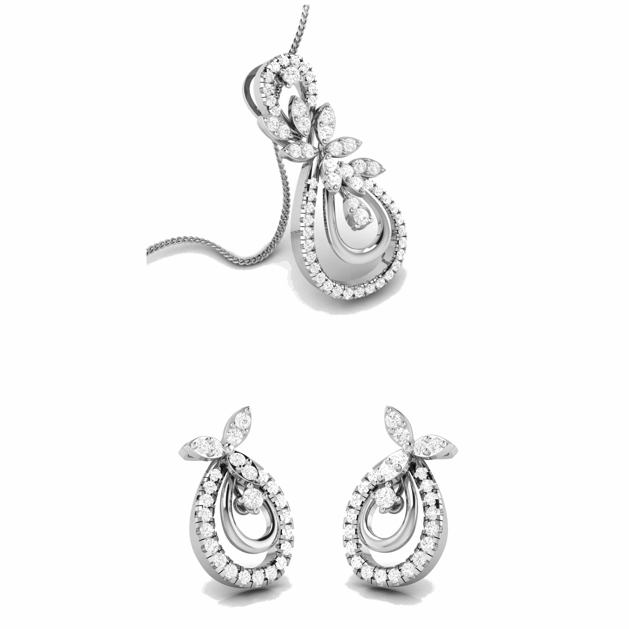 Jewelove™ Pendants & Earrings Pendant Set Platinum Pendant Set with Diamonds JL PT P 5