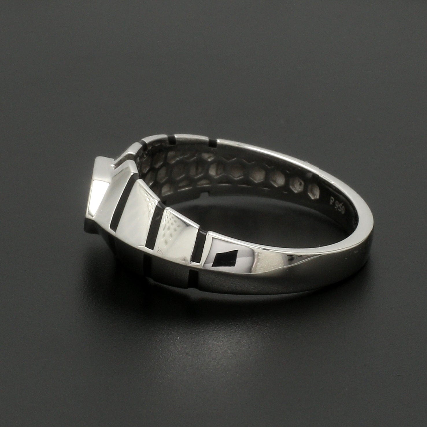 Jewelove™ Rings Men's band only Platinum Ring with Black Enamel for Men JL PT 1310