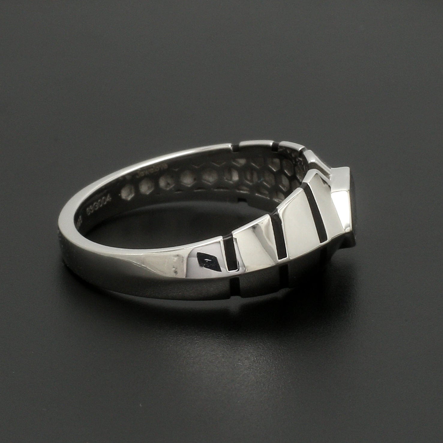 Jewelove™ Rings Men's band only Platinum Ring with Black Enamel for Men JL PT 1310