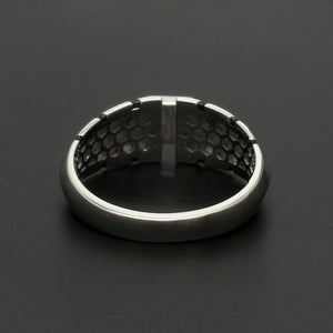 Jewelove™ Rings Men's band only Platinum Ring with Black Enamel for Men JL PT 1310