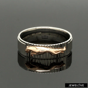 Jewelove™ Rings Men's Band only Platinum Ring with Rose Gold Jaguar for Men JL PT 1308