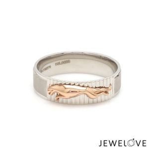 Jewelove™ Rings Men's Band only Platinum Ring with Rose Gold Jaguar for Men JL PT 1308