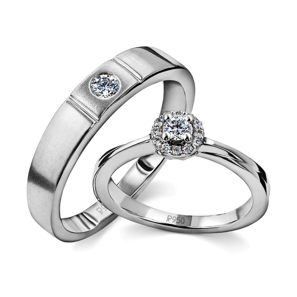 Jewelove™ Rings Platinum Rings for Couple with Single Diamonds JL PT 593