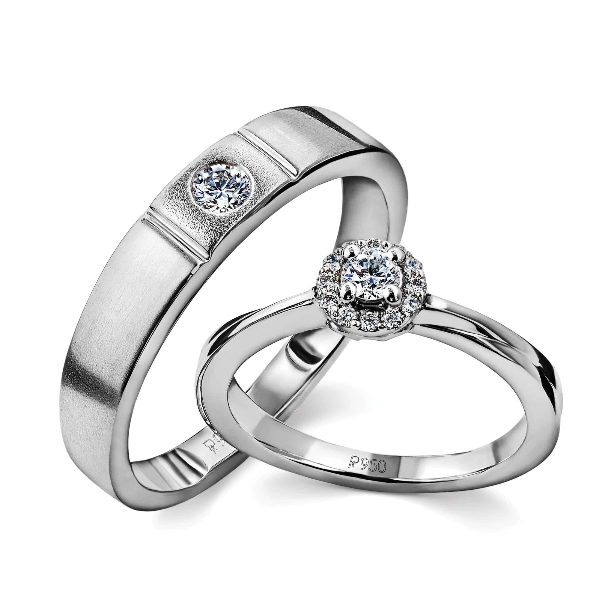 Jewelove™ Rings Platinum Rings for Couple with Single Diamonds JL PT 593