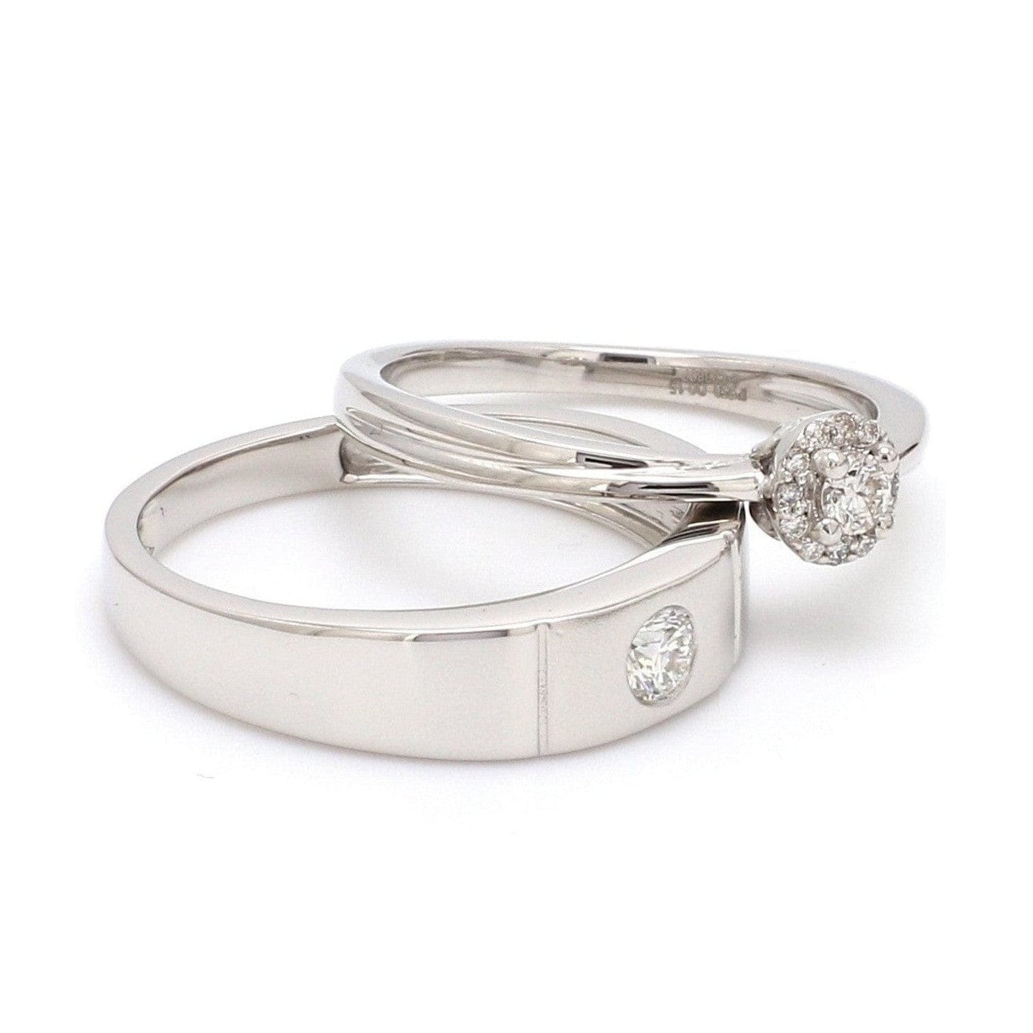 Jewelove™ Rings Platinum Rings for Couple with Single Diamonds JL PT 593