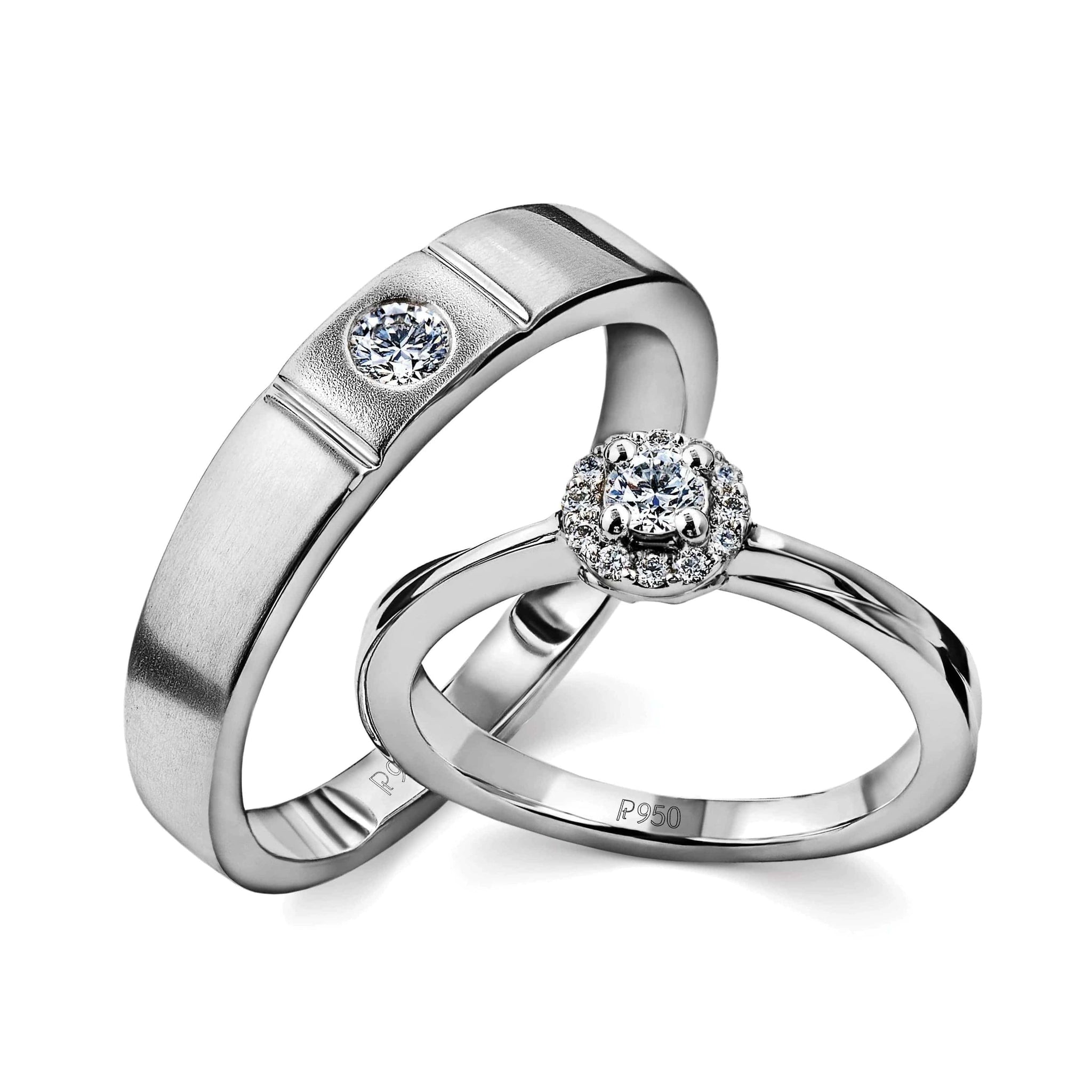 Jewelove™ Rings Both / SI IJ Platinum Rings for Couple with Single Diamonds JL PT 593