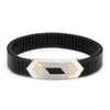 Jewelove™ Bangles & Bracelets Platinum & Rose Gold Black Band Bracelet for Men - Flexible JL PTB 1088