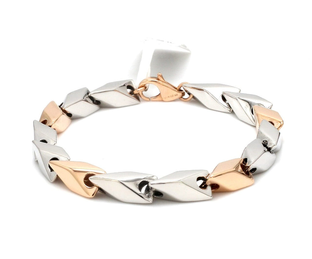 Platinum & Rose Gold Black Band Bracelet for Men - Flexible JL PTB 1089