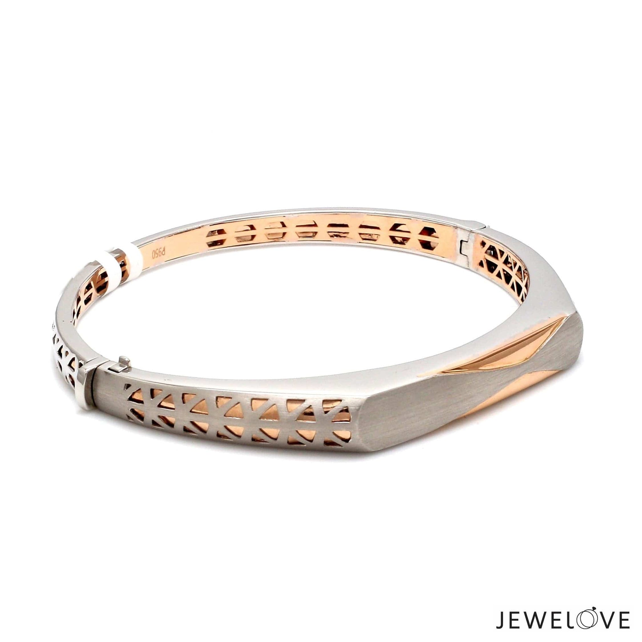 Jewelove™ Bangles & Bracelets Platinum Rose Gold Bracelet Matte & Hi-Polish for Men JL PTB 1182