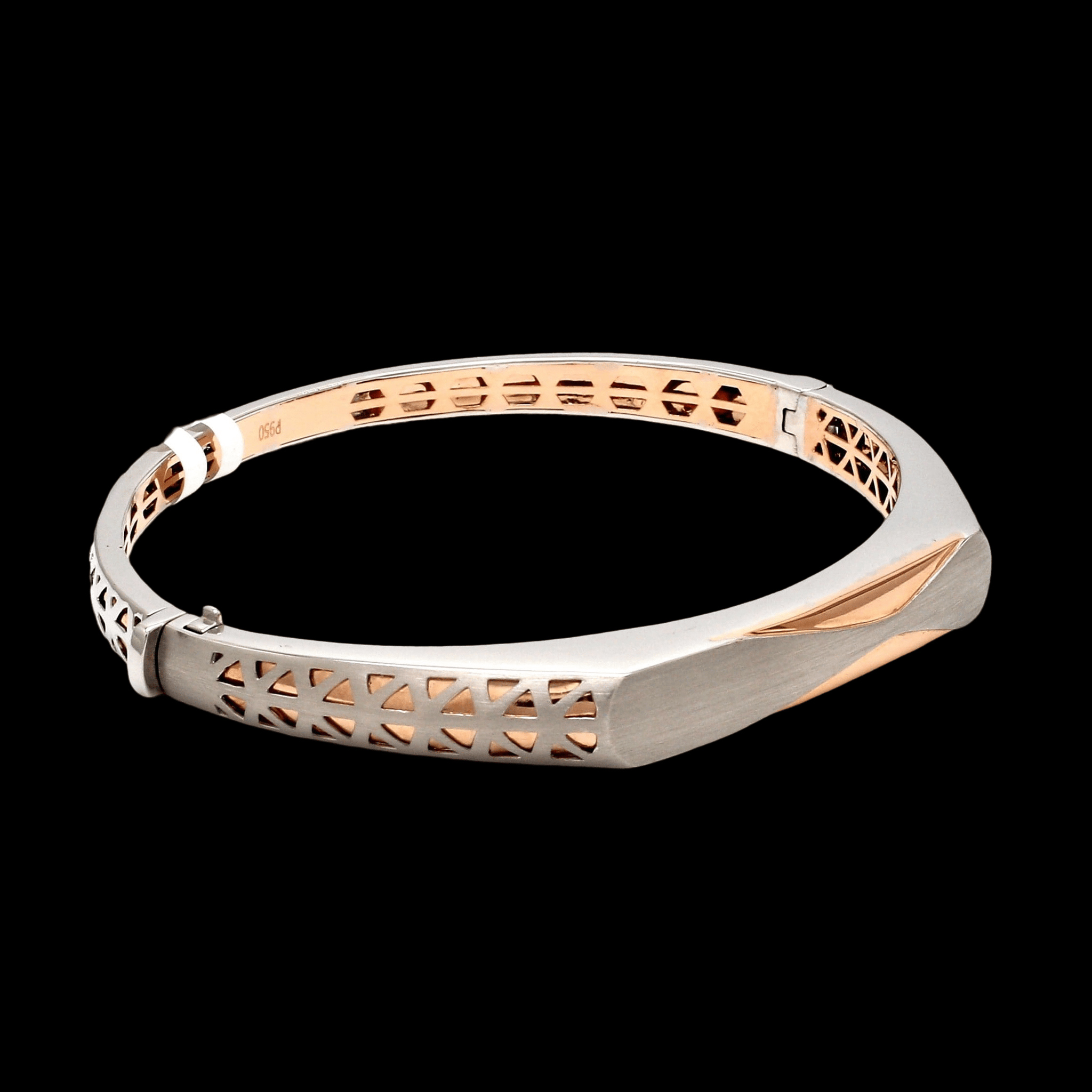 Jewelove™ Bangles & Bracelets Platinum Rose Gold Bracelet Matte & Hi-Polish for Men JL PTB 1182