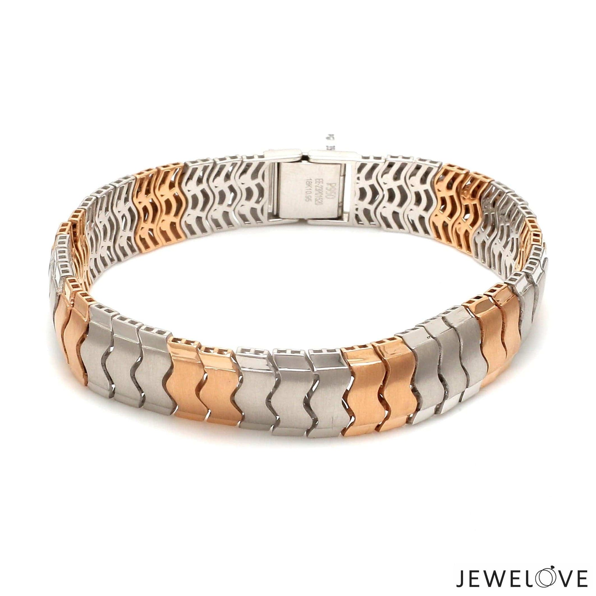 Jewelove™ Bangles & Bracelets Platinum Rose Gold Bracelet with Hi-Polish & Matte Finish for Men JL PTB 1177