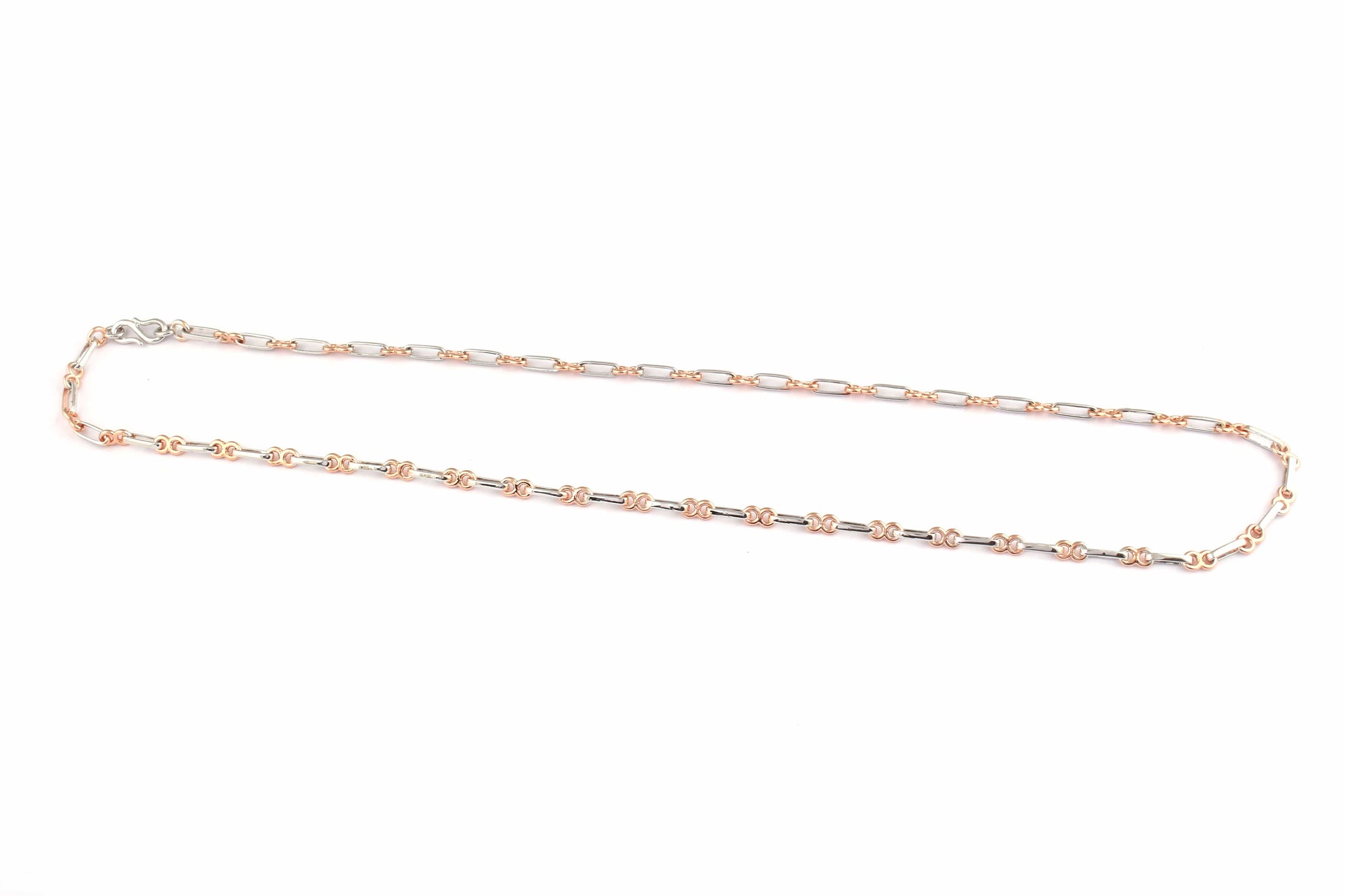 Platinum & Rose Gold Chain with One Rectangular Link of Platinum & 2 round links of Rose Gold JL PT 734