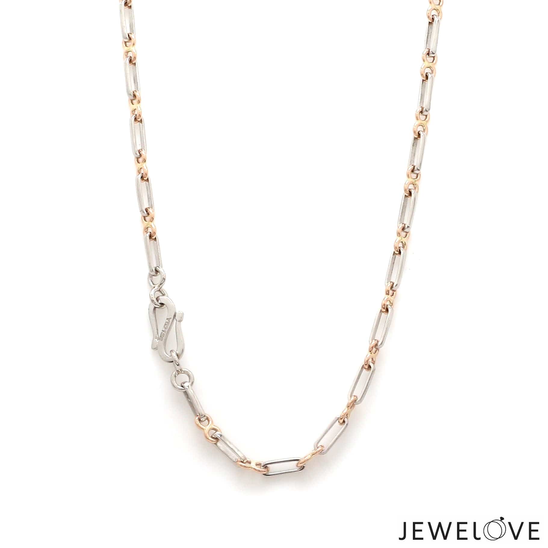 Jewelove™ Chains Platinum & Rose Gold Chain with Rectangular & Round Links JL PT 734