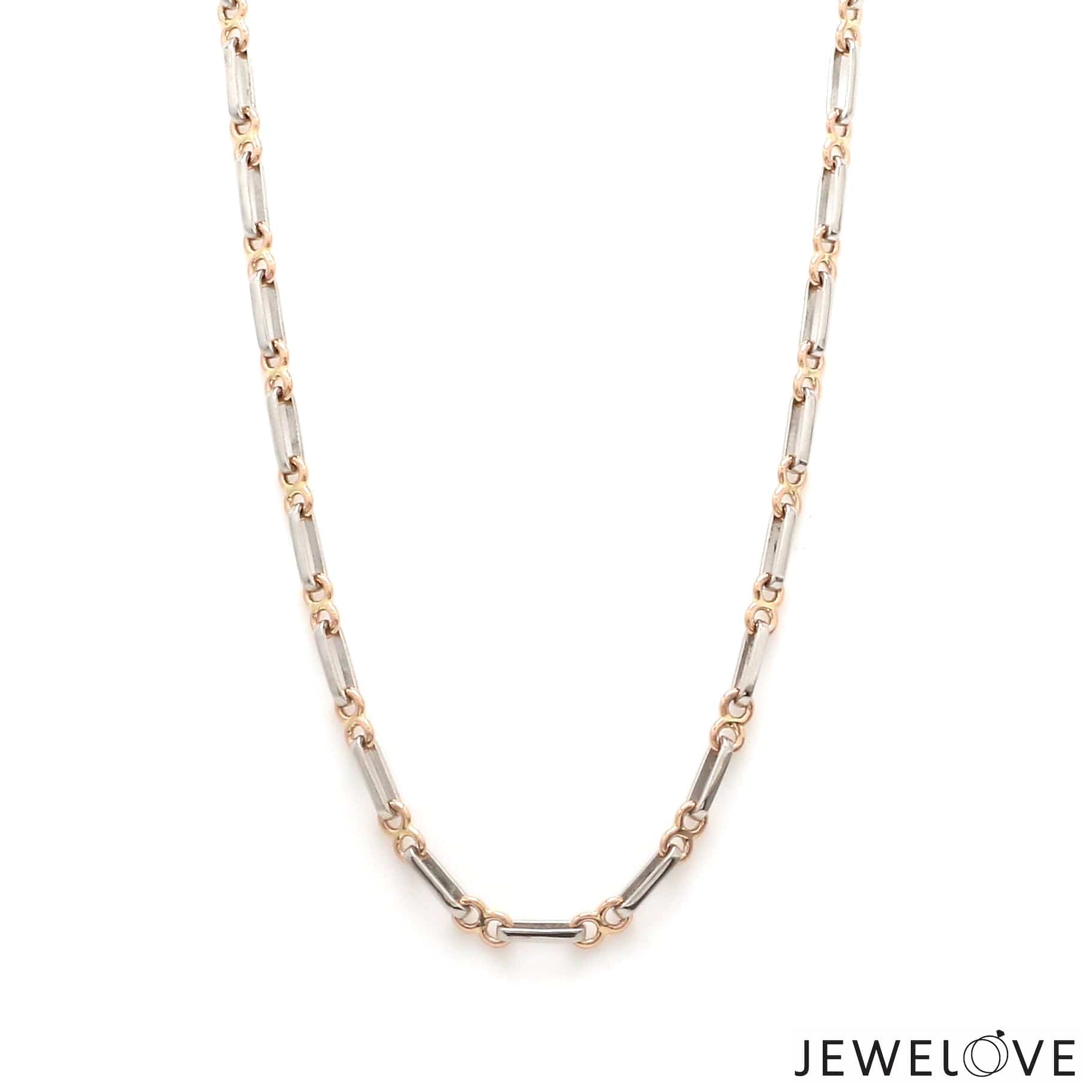 Jewelove™ Chains Platinum & Rose Gold Chain with Rectangular & Round Links JL PT 734