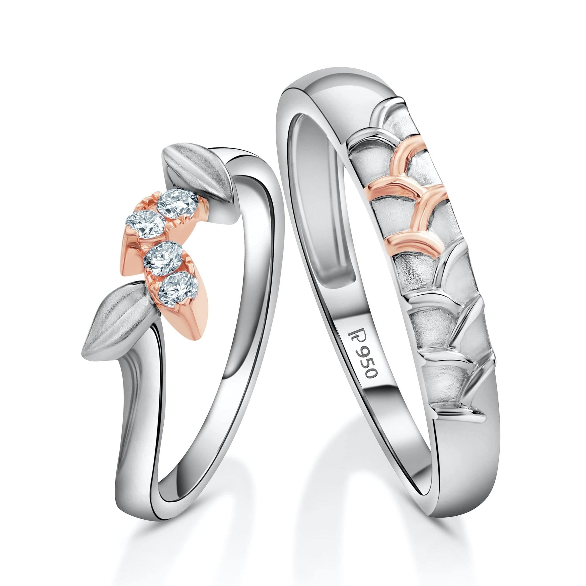 Jewelove™ Rings Platinum & Rose Gold Couple Rings JL PT 999