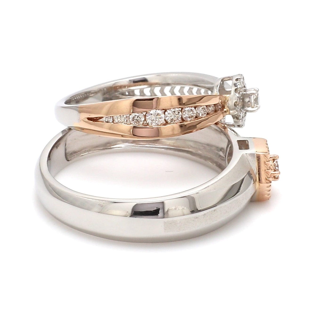 Jewelove™ Rings Platinum & Rose Gold Couple Rings with Diamonds JL PT 998