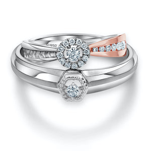 Jewelove™ Rings Both / SI IJ Platinum & Rose Gold Couple Rings with Diamonds JL PT 998