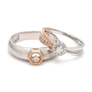 Jewelove™ Rings Both / SI IJ Platinum & Rose Gold Couple Rings with Diamonds JL PT 998-RG