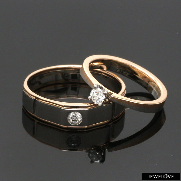 Platinum & Rose Gold Couple Rings with Solitaires JL PT 901