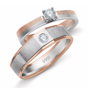 Jewelove™ Rings Platinum & Rose Gold Couple Rings with Solitaires JL PT 901