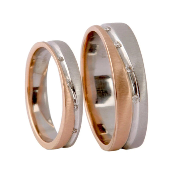 Jewelove™ Rings Platinum & Rose Gold Couple Rings with Tiny Diamonds JL PT 404