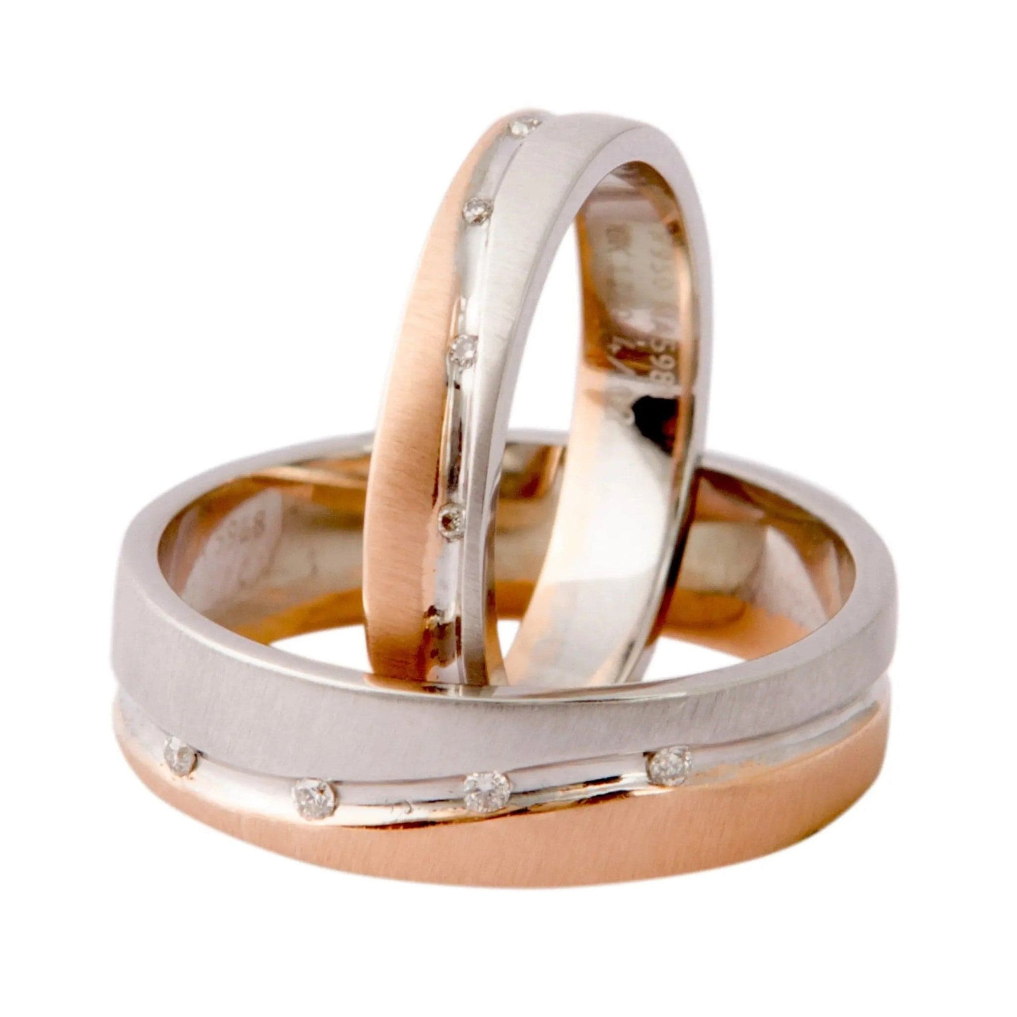 Jewelove™ Rings Platinum & Rose Gold Couple Rings with Tiny Diamonds JL PT 404