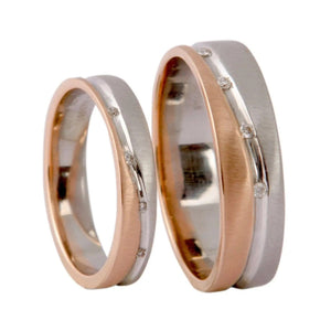 Jewelove™ Rings Platinum & Rose Gold Couple Rings with Tiny Diamonds JL PT 404