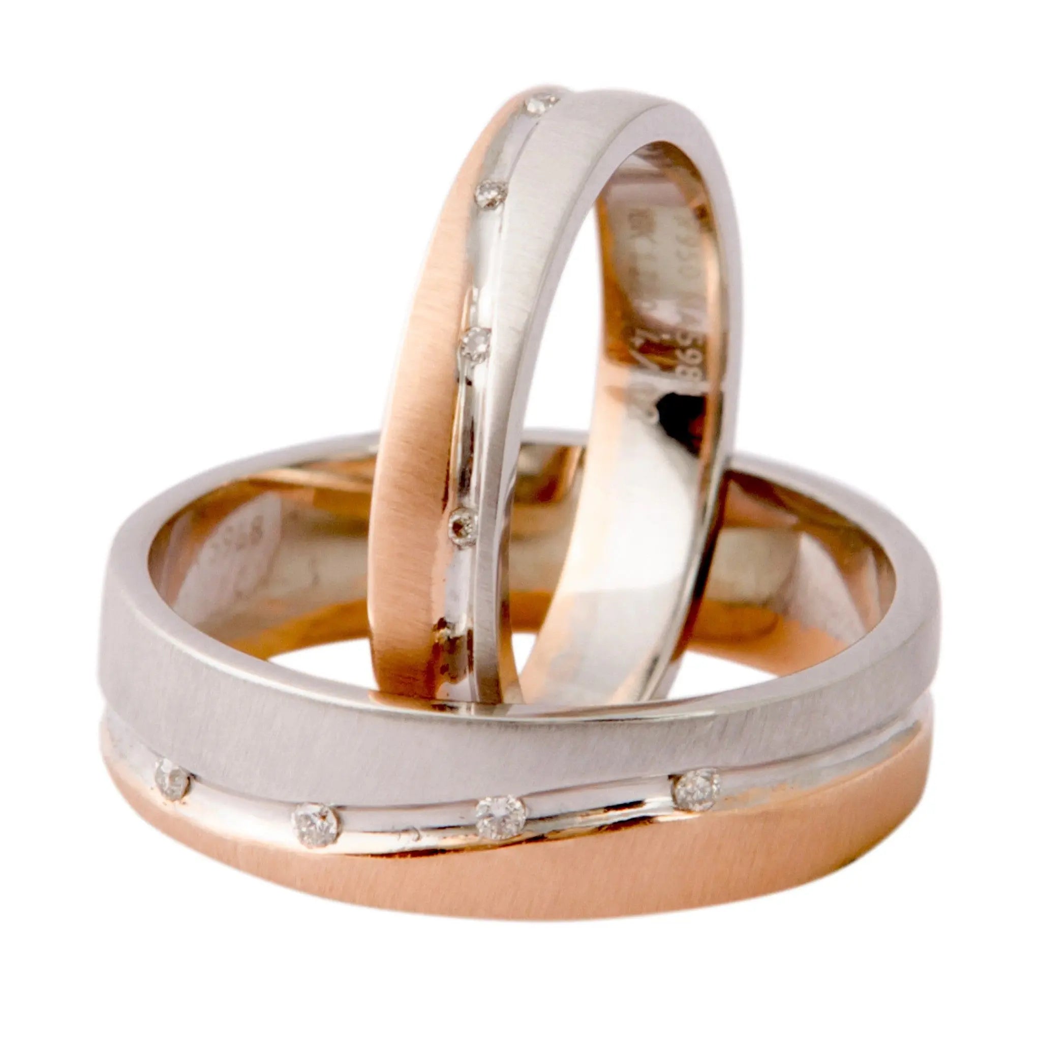 Platinum Couple Rings with Diamonds - Spark of Love - JL PT 600