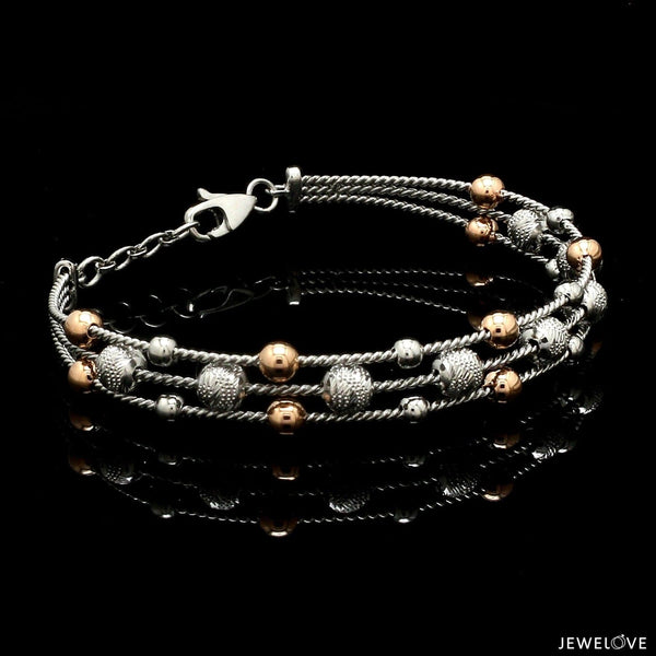 Jewelove™ Bangles & Bracelets Platinum & Rose Gold Diamond Cut Balls Bracelet for Women JL PTB 1207