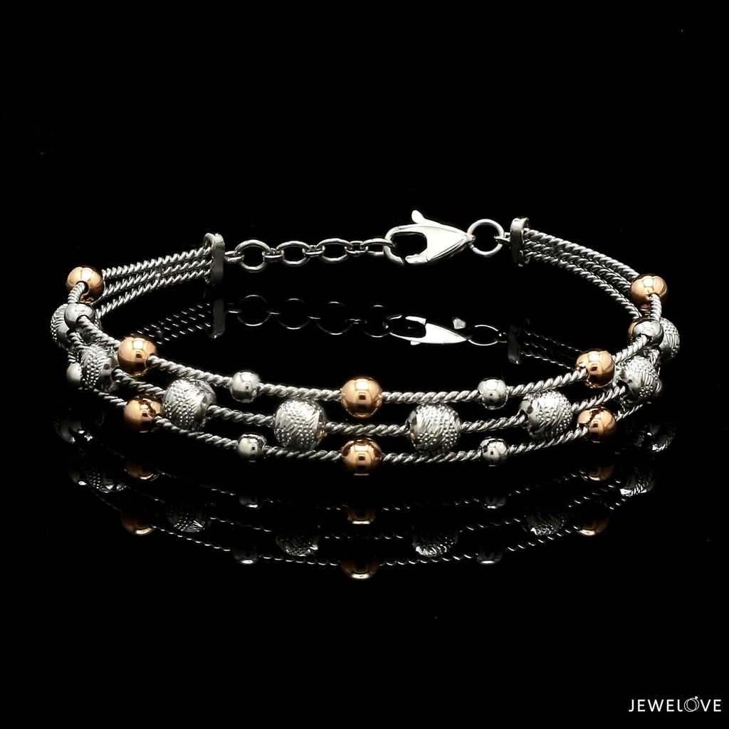 Jewelove™ Bangles & Bracelets Platinum & Rose Gold Diamond Cut Balls Bracelet for Women JL PTB 1207