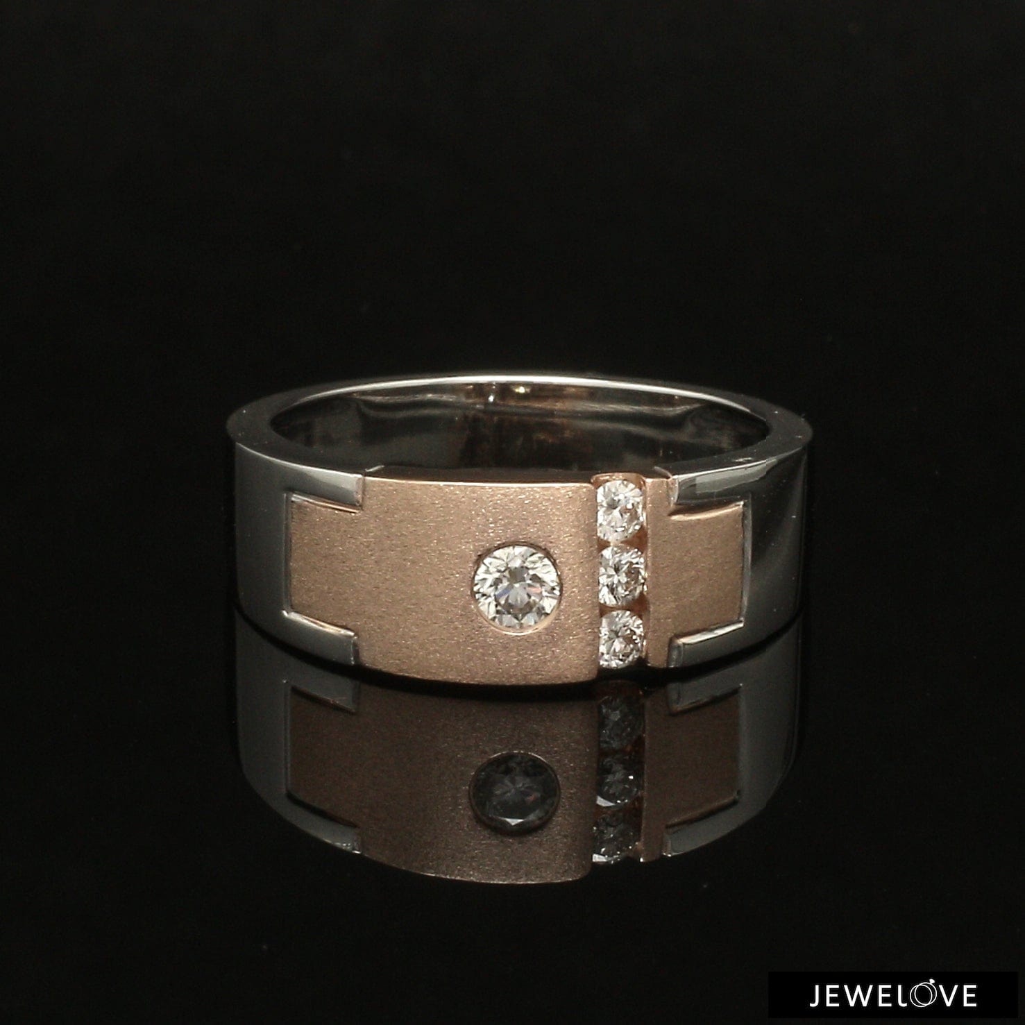 Jewelove™ Rings Platinum & Rose Gold Diamond Ring for Men JL PT 1315