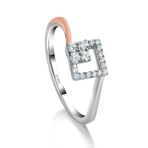 Jewelove™ Rings Women's Band only / SI IJ Platinum Rose Gold & Diamonds Ring for Women JL PT 1045