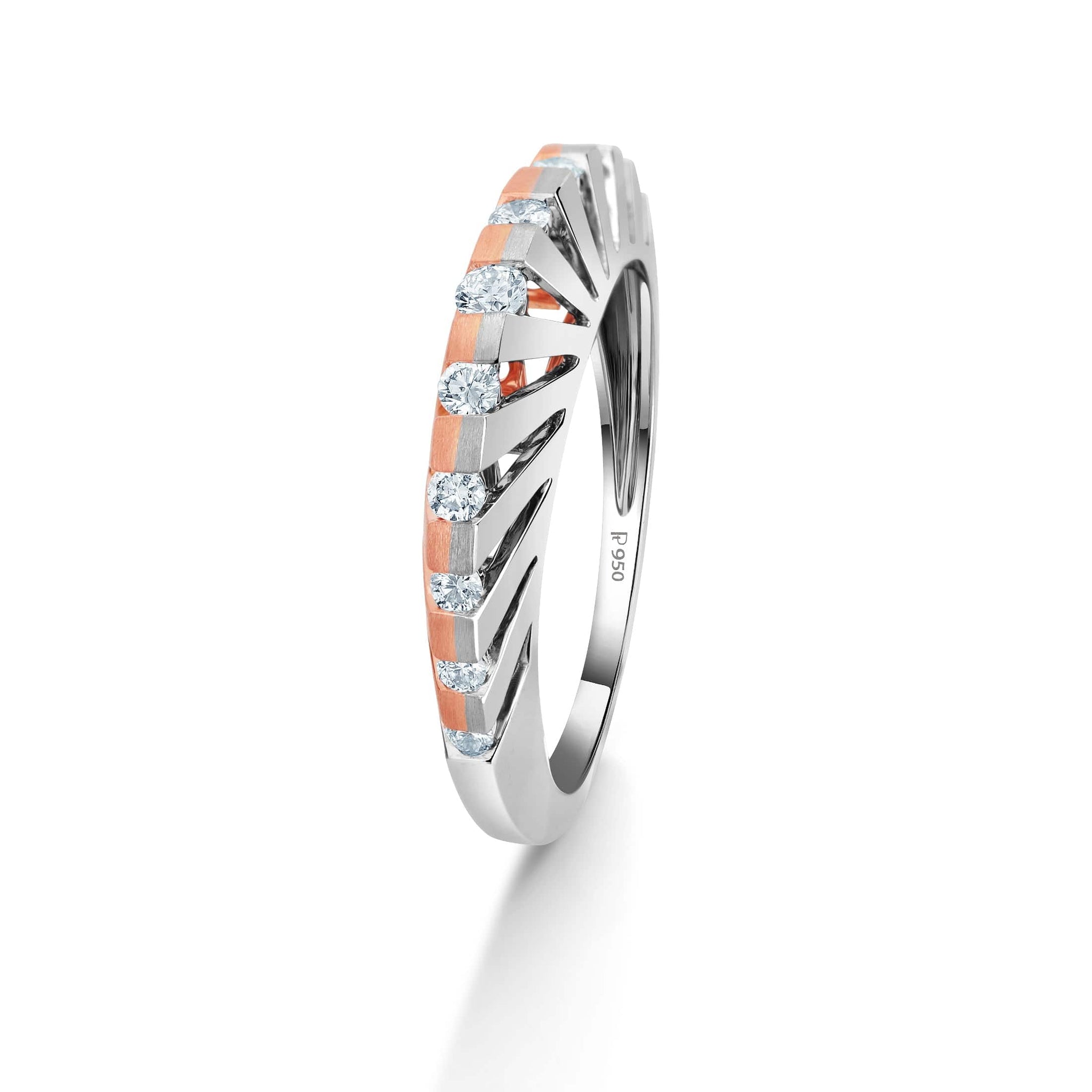 Jewelove™ Rings Women's Band only / SI IJ Platinum Rose Gold & Diamonds Ring for Women JL PT 1047