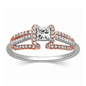 Jewelove™ Rings Women's Band only Platinum & Rose Gold Engagement Ring with Princess Cut Solitaire SJ PTO 288